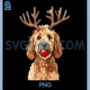 Doodle Dog Reindeer Red Nose PNG, Christmas Funny Pet PNG