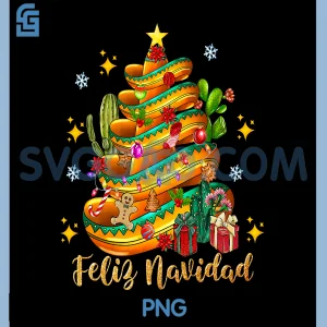 Feliz Navidad 2025 PNG, Santa Hat Christmas Tree PNG, Spanish Xmas PNG