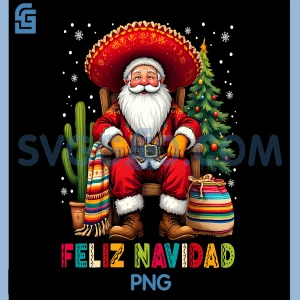 Feliz Navidad Xmas PNG, Santa Sombrero Mexican PNG
