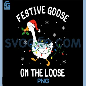 Festive Goose on Loose PNG, Christmas Duck PNG, Light Xmas Holiday PNG