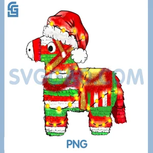Festive Mexican Pinata with Santa Hat PNG, Christmas Lights PNG