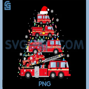 Fire Truck Christmas Tree PNG, Firefighter Holiday design PNG