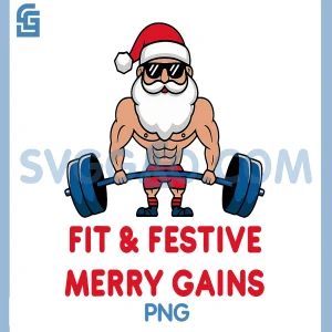 FIT & Festive Merry Gains PNG, Christmas Design PNG