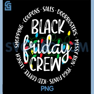 Christmas Lights Black PNG, Friday Shopping Crew PNG