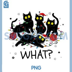 Black Cat What PNG, Christmas Tree Meme PNG