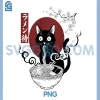 Cat Eating Ramen PNG, Vintage Japanese Noodles PNG
