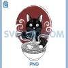 Cat Eating Ramen Vintage PNG, Japanese Noodles PNG