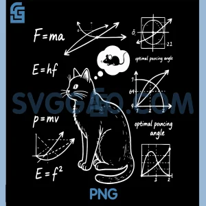 Cat Physics Formula PNG, Nerd Science Geek Illustration PNG