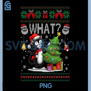 Cat What Black PNG, Cat Christmas Tree PNG