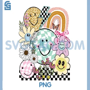 Checkered Happy Smiling PNG, Smile Face Daisy Flower PNG