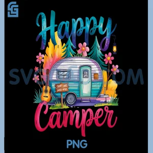 Happy Camper PNG, Camping Apparel PNG, Trailer RV PNG