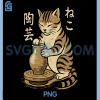 Pottery Cat Ceramic Artist PNG, Japanese Potter Ceramicist PNG
