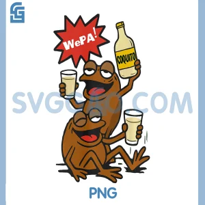 Puerto Rican Coqu&iacute; Frogs PNG, Drinking Coquito Saying WePA! PNG