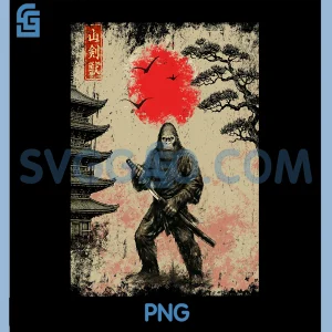 Samurai Bigfoot Japanese Art PNG, Graphic Anime PNG