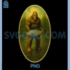 Sasquatch Fishing PNG, Bigfoot Salmon Fishing PNG