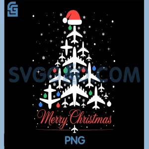 Airplane Christmas Tree PNG, Xmas Lights Ornaments PNG
