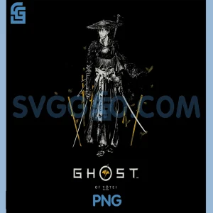 Ghost of Yotei PNG, Atsu Collage with Kanji Video Game PNG