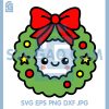 Kawaii Christmas Wreath SVG, Cute Smiling Holiday Bow Design SVG 2 Kawaii Christmas Wreath SVG, Cute Smiling Holiday Bow Design SVG