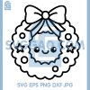 Cute Kawaii Wreath SVG, Christmas Bow Star Decoration SVG 2 Cute Kawaii Wreath SVG, Christmas Bow Star Decoration SVG