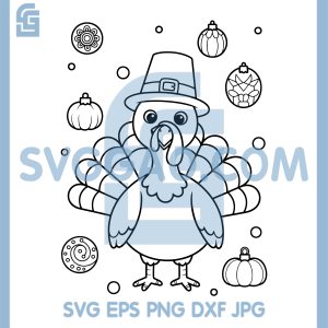 Turkey With Pilgrim Hat SVG, Thanksgiving Pumpkin Ornaments SVG