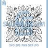Fall Leaves Thanksgiving SVG, Cute Acorn Berries Line Art SVG