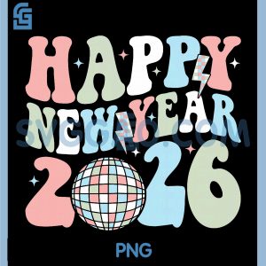 Groovy Happy New Year 2026 PNG, Party Cute New Years Eve NYE 2026 PNG
