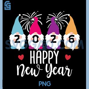 Festive 2026 New Year PNG, Gnome Fireworks Holiday Party PNG