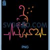 Heartbeat Cat PNG, Animal Silhouette Cute Cat PNG