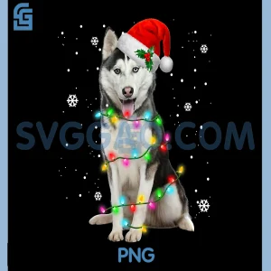 Husky Dog Santa Hat PNG, Christmas Tree PNG, Xmas Gifts For Dogs Lover PNG