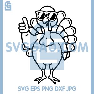 Cool Turkey Cartoon SVG, Funny Sunglasses Thanksgiving Turkey SVG