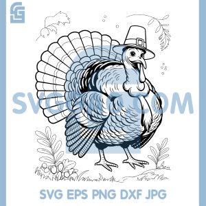 Thanksgiving Pilgrim Turkey SVG, Detailed Turkey Illustration SVG