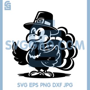 Cute Turkey Mascot SVG, Holiday Pilgrim Bird Clipart SVG