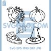 Turkey Pumpkin Leaf Set SVG, Pie Slice Pilgrim Hat Line Art SVG 2 Turkey Pumpkin Leaf Set SVG, Pie Slice Pilgrim Hat Line Art SVG