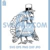 Funny Pilgrim Turkey Line Drawing SVG, Cute Thanksgiving Character Style SVG
