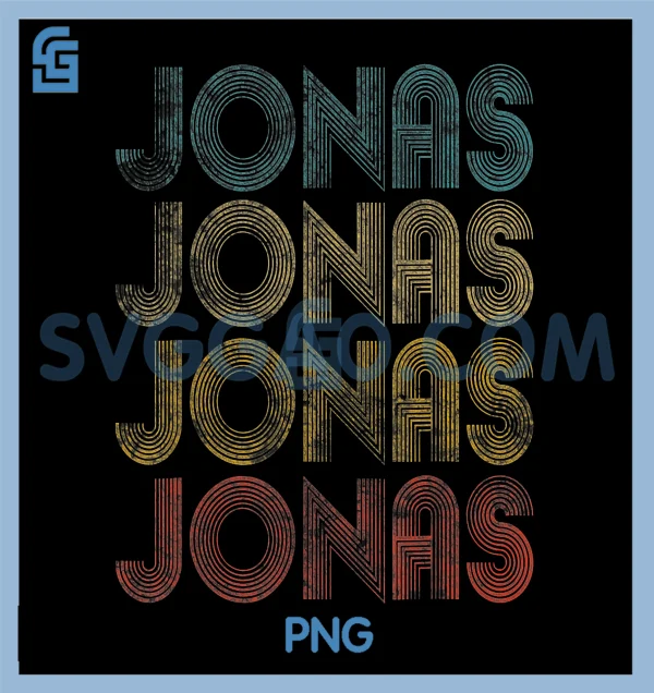 Retro Jonas Name Repeated Design PNG, Vintage Colorful Name Art PNG
