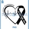Lung Cancer Awareness PNG, Heart White Ribbon Support PNG