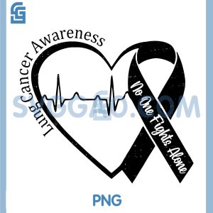 Lung Cancer Awareness PNG, Heart White Ribbon Support PNG