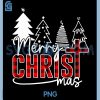 Merry Christ Mas Red Plaid Cross PNG, Christian Nativity Snow Art PNG