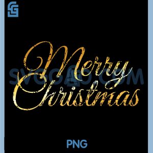 Elegant Merry Christmas Gold Script PNG, Vintage Holiday Lettering Art PNG