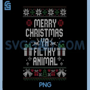 Merry Christmas Ya Filthy Animal Humor PNG, Festive Santa Hat Art PNG