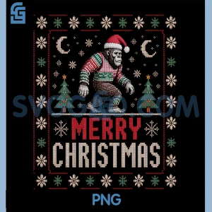 Funny Bigfoot Ugly Christmas PNG, Merry Christmas Sasquatch Art PNG