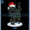 Merry Christmas Black Cat PNG, Santa Xmas Lights Cats PNG