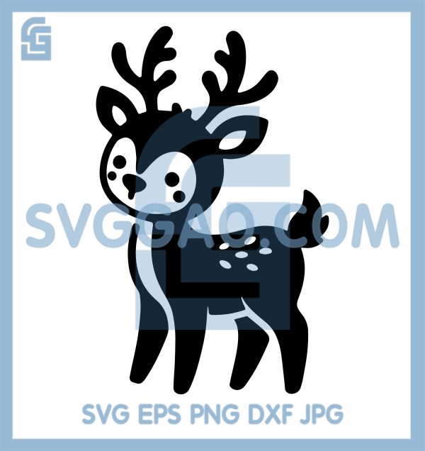 Cute Christmas Reindeer Illustration SVG, Adorable Holiday Deer Art SVG ...