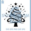 Elegant Swirl Christmas Tree SVG, Simple Starry Holiday Design SVG