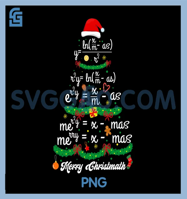 Merry Christmas Tree PNG, Math Teacher Xmas PNG