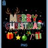 Plaid Merry Christmas Colorful PNG, Festive Reindeer Antler Holiday Art PNG