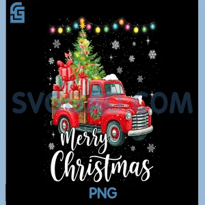 Merry Christmas Red Truck PNG, Family Christmas Matching PNG