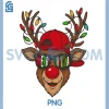 Merry Christmas Reindeer Face PNG, Sunglasses Xmas PNG