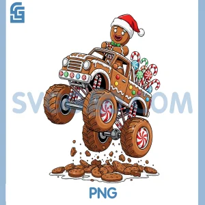 Monster Truck Gingerbread Man PNG, Funny Christmas Baking PNG