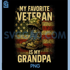 Favorite Veteran Grandpa PNG, Patriotic Military Grandpa Tribute PNG